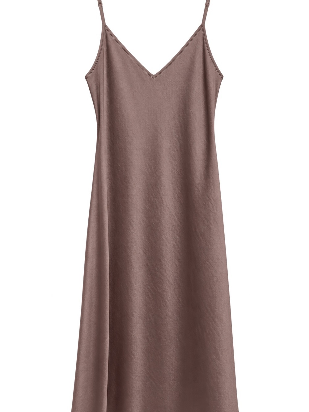 Wilfred Satin V-Neck Slip Maxi Dress in Mauve Brown